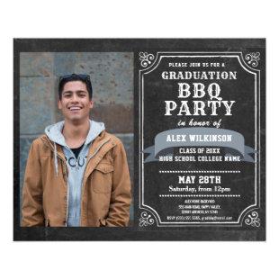 BUDGET Graduation BBQ Party 4 Photo Invitation Flyer