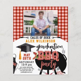 BUDGET Graduation BBQ Party Plaid Photo Invitation