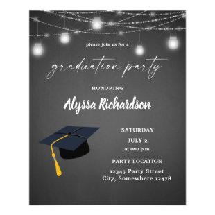 Budget Graduation Hat Chalkboard Graduation Party Flyer