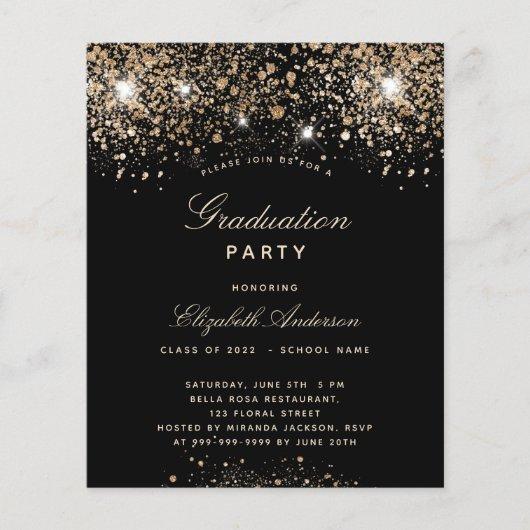 Budget graduation party black gold glitter