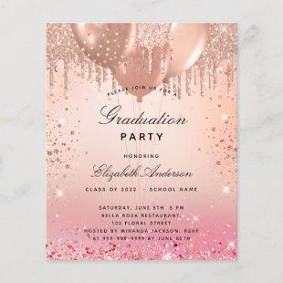 Budget graduation party pink rose gold glitter