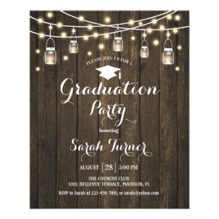 Budget Graduation Party Rustic Wood Invite Flyer