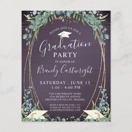 Budget Graduation Purple Botanical Invitation