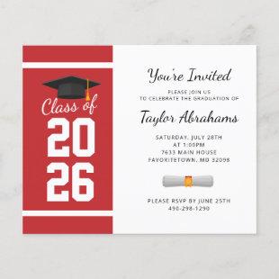 Budget Graduation Red White Grad 2022 Invitation