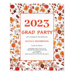 Budget Graduation Retro Floral Party Invitation Flyer