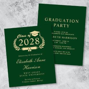 Budget Green College Graduation Party Invitation