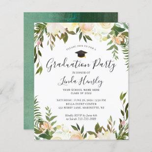 Budget Greenery Floral Graduation Party Invitation