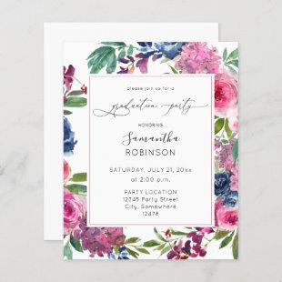 Budget Hot Pink &Navy Blue Floral Graduation Party