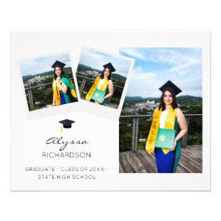 Budget Instant 3 Photo Graduation Hat Announcement Flyer