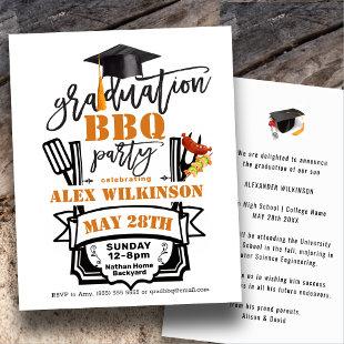 BUDGET Minimalist Graduation BBQ Party Invitation