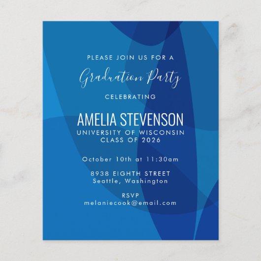 Budget Mod Abstract Blue Graduation Party Invite