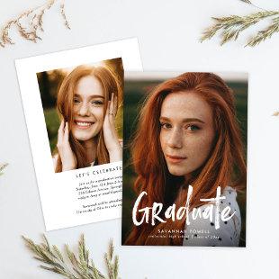 Budget Modern Lettering Two Photo Graduation Party Invitation