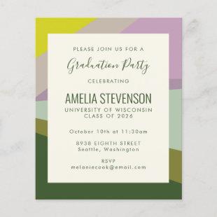 Budget Modern Purple Green Graduation Party Invite