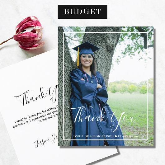Budget Modern Script Graduation Thank You Cards