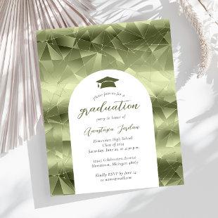 Budget Olive Green Glam Geo Arch Graduation Invite