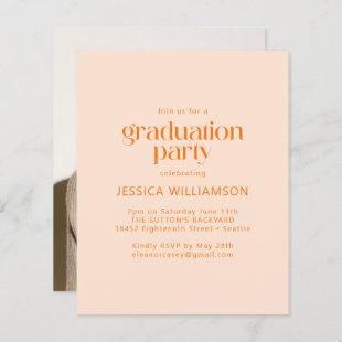 Budget Orange Blush Photo Graduation Party Invite