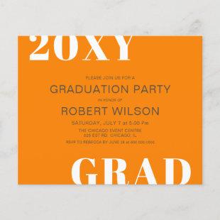 Budget Orange Bold Graduation Party Invitation