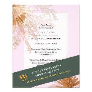 BUDGET Pampas Grass Terracotta Pink Wedding Invite Flyer