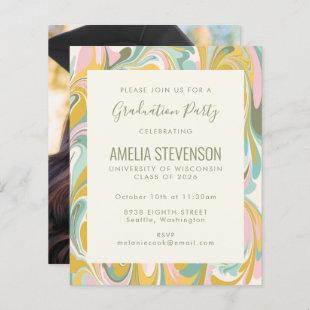 Budget Pastel Art Photo Graduation Party Invite