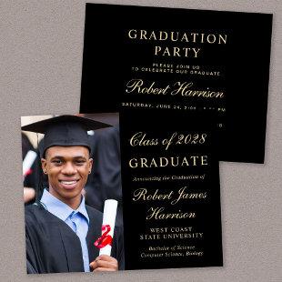 Budget Photo Black College Graduation Party Invite