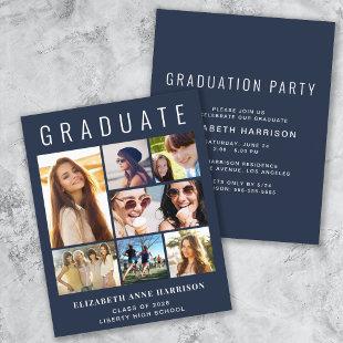 Budget Photo Blue Graduation Party Invitation