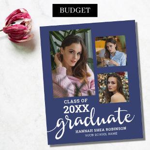 Budget Photo Collage Blue Graduation Announcement