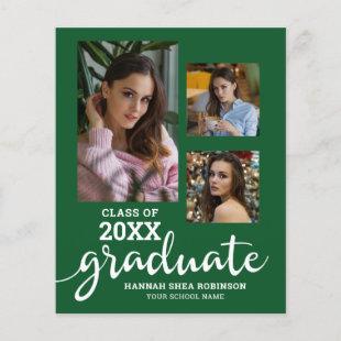 Budget Photo Collage Green Graduation Announcement