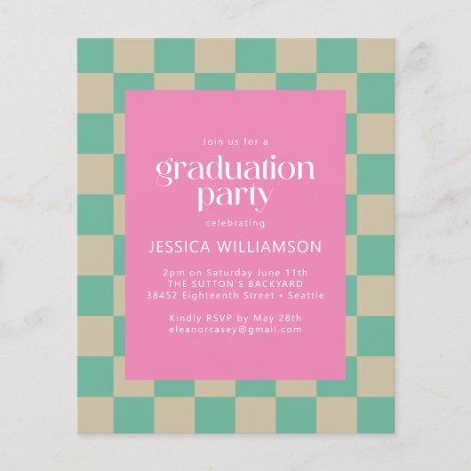 Budget Pink Mint Checkerboard Graduation Party