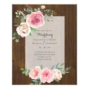 BUDGET Pink Roses Floral Wedding Invitations Flyer