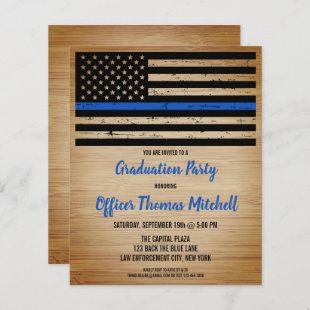 Budget Police Graduation Invitation Thin Blue Line
