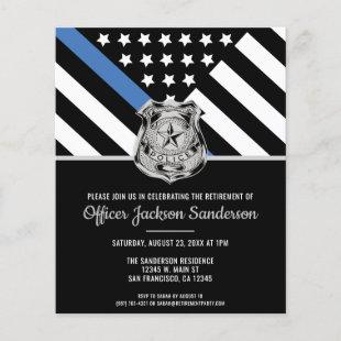 Budget Police Retirement Blue Line Flag Invitation