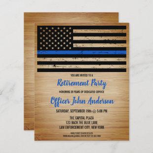 Budget Police Retirement Invitation Thin Blue Line