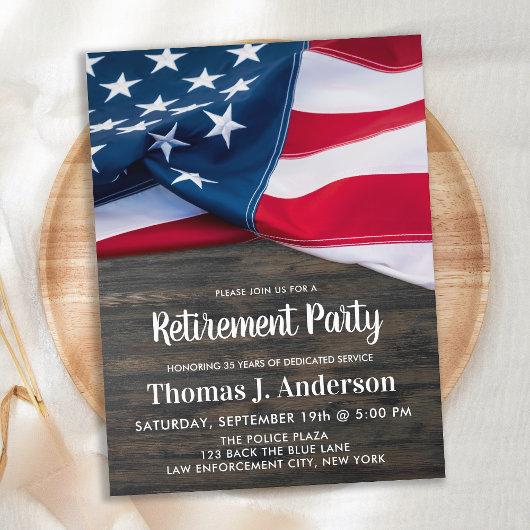Budget Police Retirement Party American Flag Invit