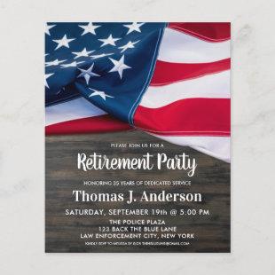 Budget Police Retirement Party American Flag Invit