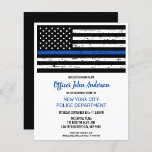 Budget Police Retirement Thin Blue Line Invitation