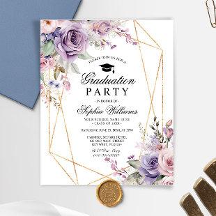 Budget Purple & Blush Graduation Party Invitation