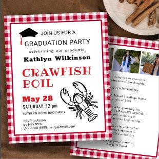 BUDGET Red 3 Photo Crawfish GRAD Party Invitation
