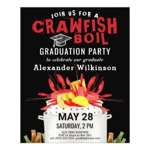 BUDGET Red Crawfish Boil GRAD 3 Photo Invitation Flyer