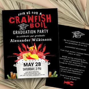 BUDGET Red Crawfish Boil GRAD Party Invitation Flyer