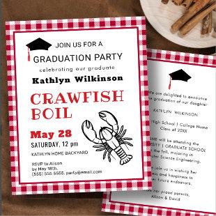 BUDGET Red Plaid Crawfish Grad Party Invitation