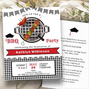 BUDGET Rustic Black Plaid Fun BBQ Party Invitation