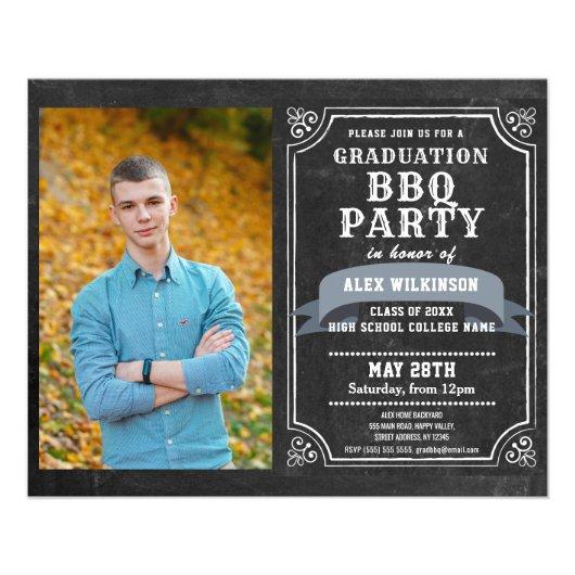 BUDGET Rustic Chalkboard Backyard BBQ Party Grad Flyer