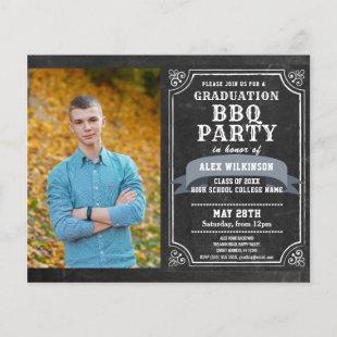 BUDGET Rustic Chalkboard BBQ Party Grad Invitation