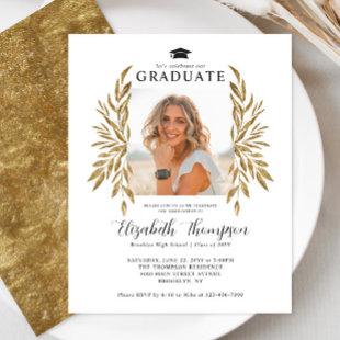 Budget Rustic Gold Leaves Photo Graduation Party