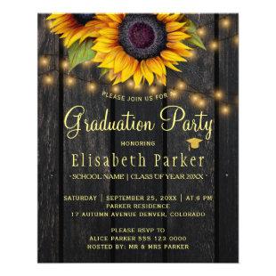 Budget rustic wood graduation party invitation flyer