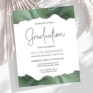 Budget Sage Green Agate Graduation Party Invite