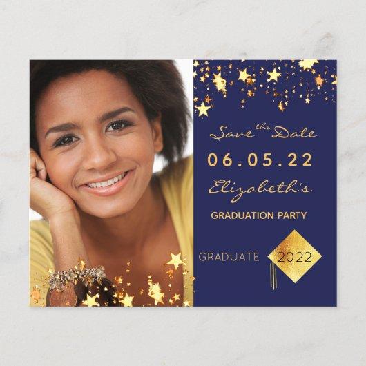 Budget Save the Date graduation party blue 2022