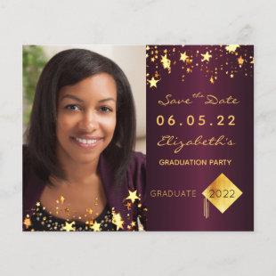 Budget Save the Date graduation party burgundy
