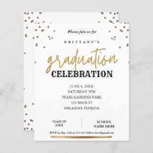 Budget Script Elegant Gold Graduation Invite