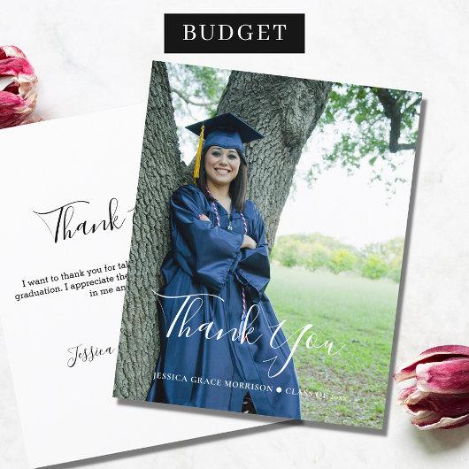 Budget Script Graduation Photo Thank You Cards